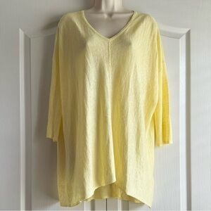 Pure Amici Linen V Neck 3/4 Sleeve Tunic Top